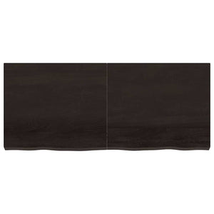 Vägghylla mörkbrun 140x60x(2-6) cm behandlad massiv ek