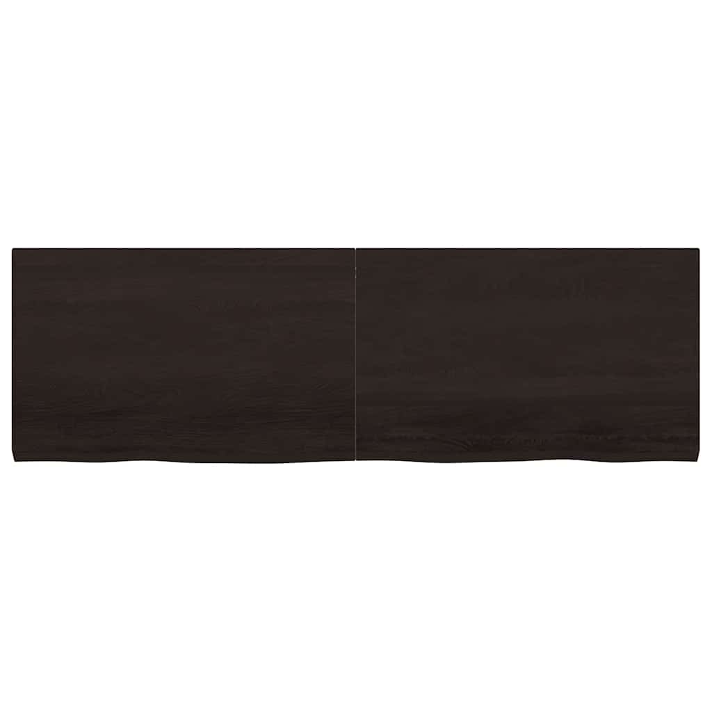 Vägghylla mörkbrun 160x50x(2-4) cm behandlad massiv ek