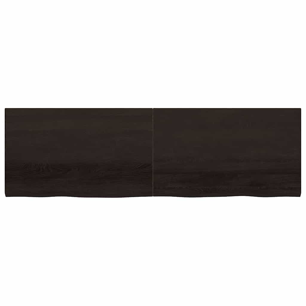 Vägghylla mörkbrun 200x60x(2-4) cm behandlad massiv ek