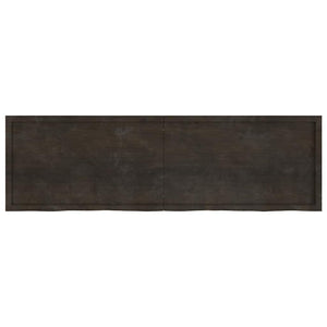 Vägghylla mörkbrun 200x60x(2-6) cm behandlad massiv ek