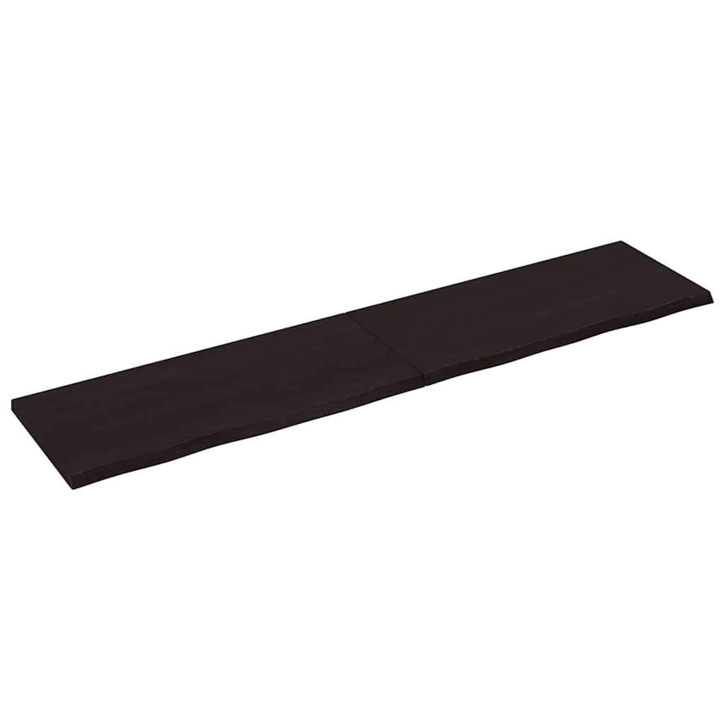 Vägghylla mörkbrun 220x50x(2-4) cm behandlad massiv ek