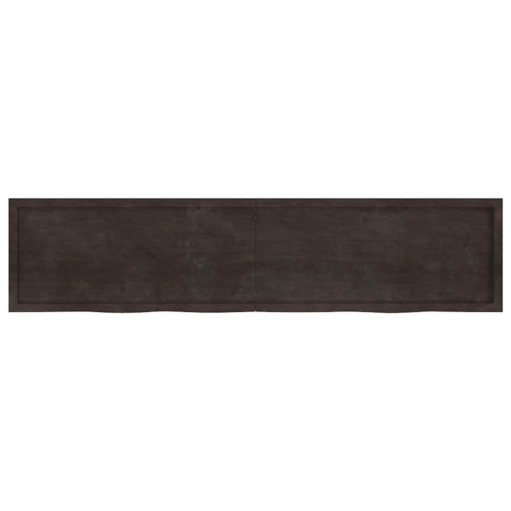 Vägghylla mörkbrun 220x50x(2-4) cm behandlad massiv ek