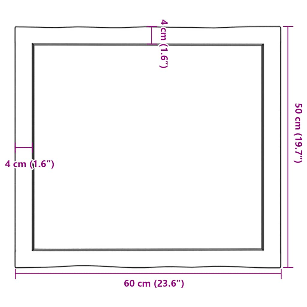 Bordsskiva ljusbrun 60x50x(2-6) cm massivt trä levande kant