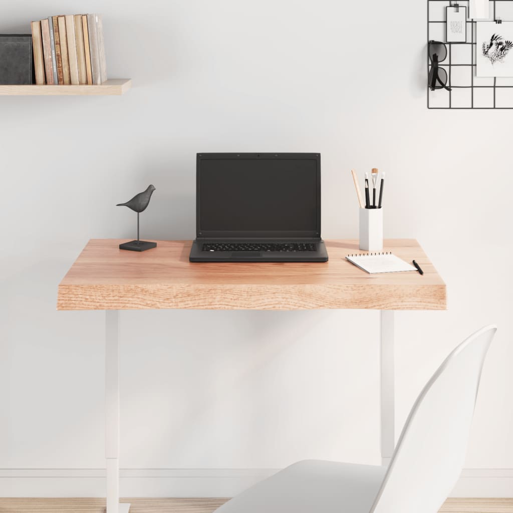 Bordsskiva ljusbrun 80x40x(2-6) cm massivt trä levande kant