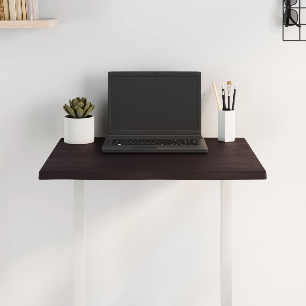 Bordsskiva mörkbrun 60x40x2 cm massiv ek levande kant