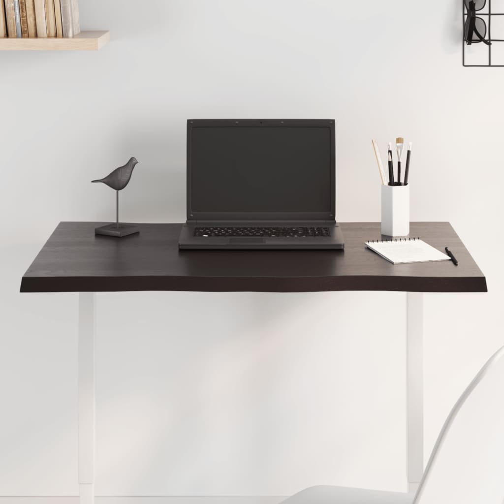 Bordsskiva mörkbrun 80x40x2 cm massiv ek levande kant