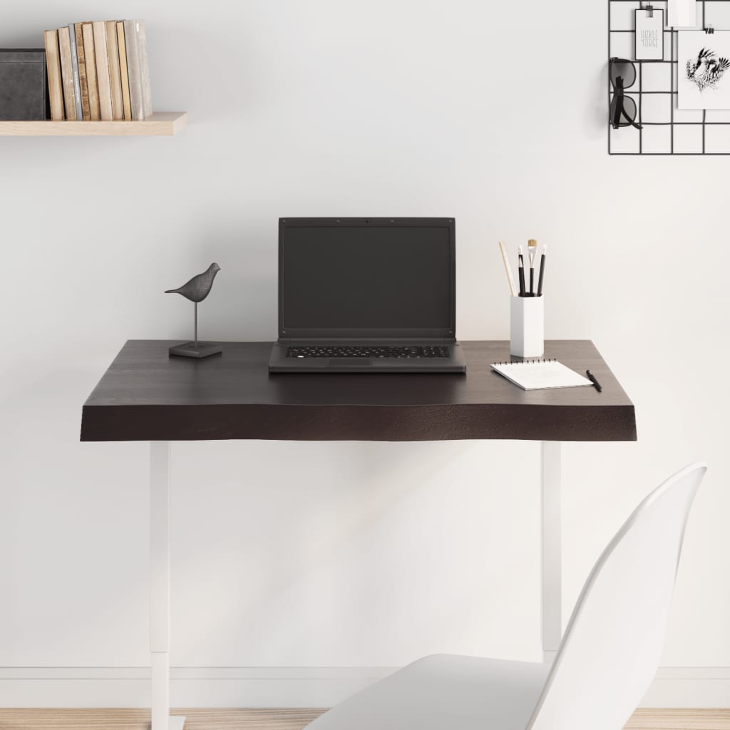 Bordsskiva mörkbrun 80x40x(2-6) cm massivt trä levande kant