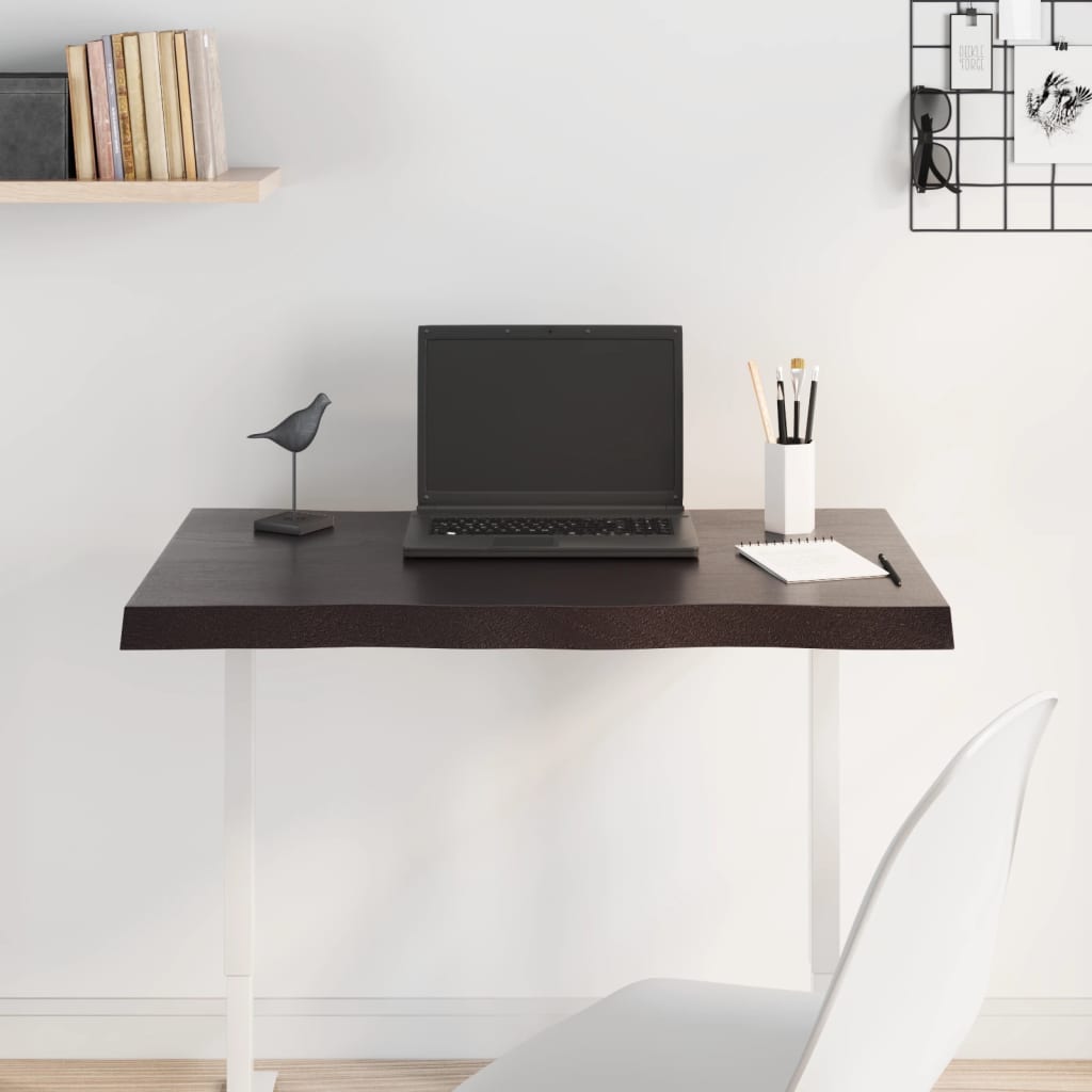 Bordsskiva mörkbrun 80x50x(2-4) cm massivt trä levande kant