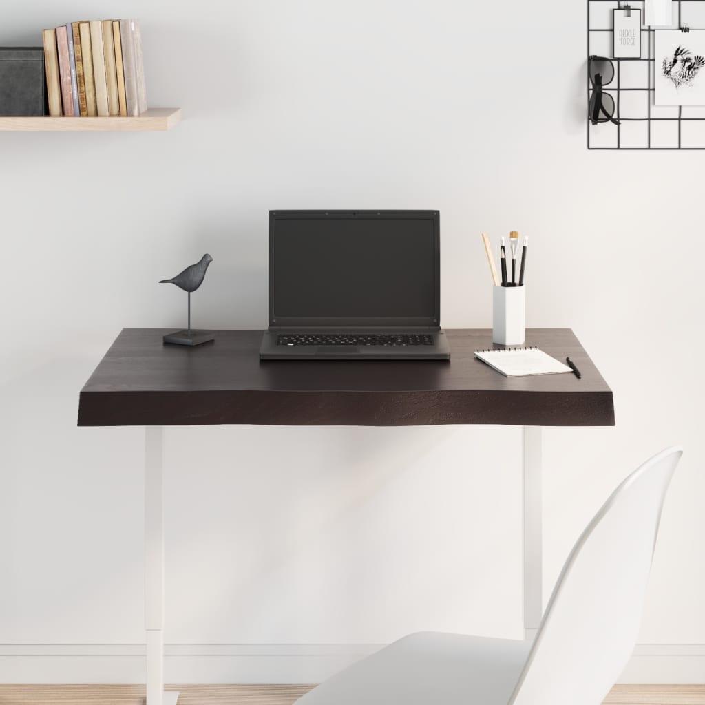 Bordsskiva mörkbrun 80x50x(2-6) cm massivt trä levande kant