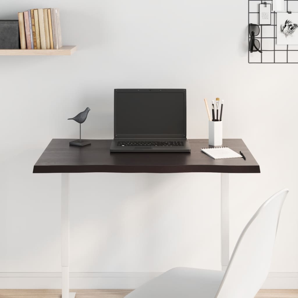 Bordsskiva mörkbrun 80x60x2 cm massiv ek levande kant