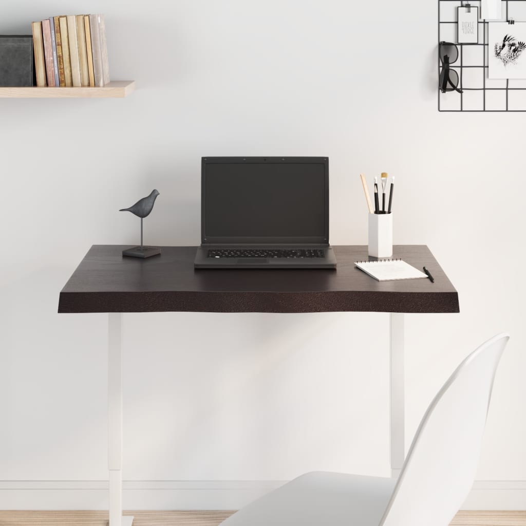 Bordsskiva mörkbrun 80x60x(2-4) cm massivt trä levande kant