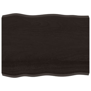 Bordsskiva mörkbrun 80x60x(2-6) cm massivt trä levande kant