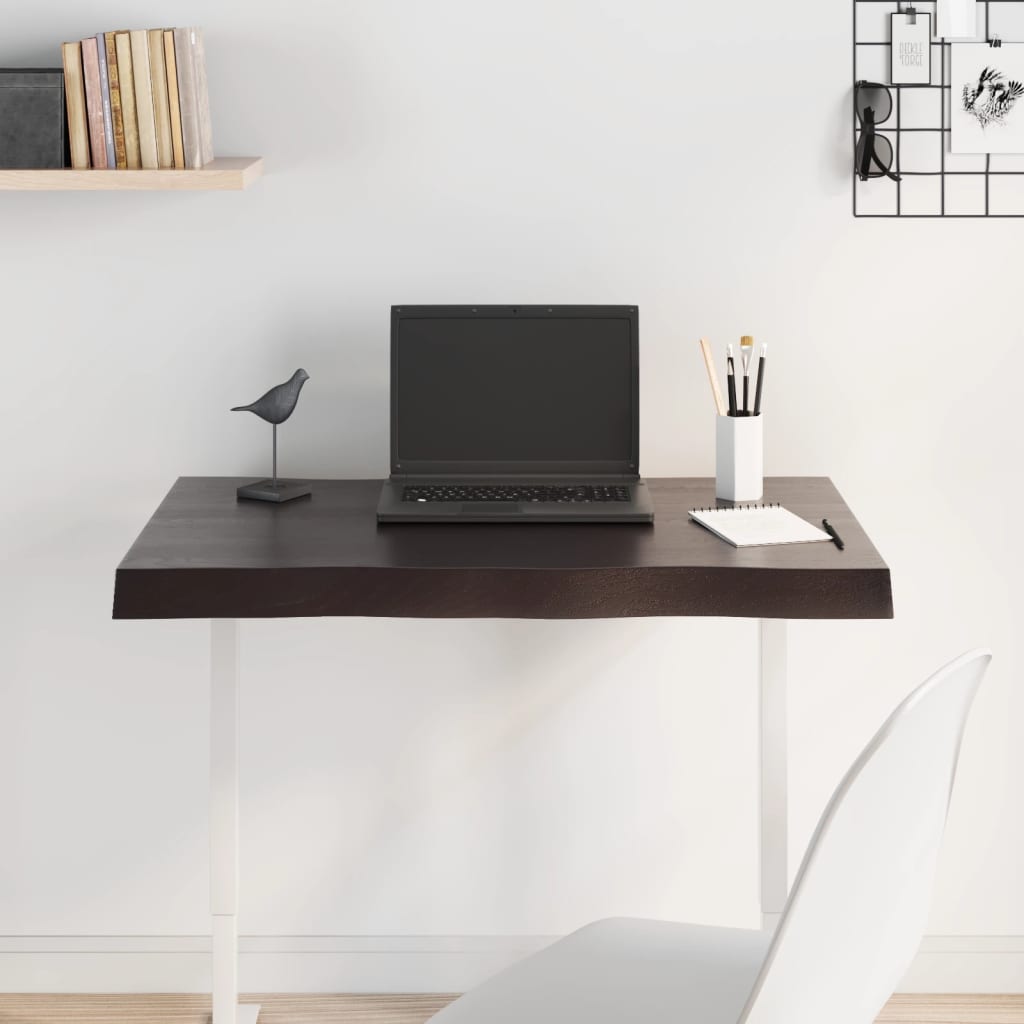 Bordsskiva mörkbrun 80x60x(2-6) cm massivt trä levande kant