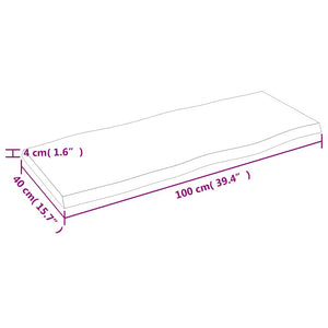 Bordsskiva mörkbrun 100x40x(2-4) cm massivt trä levande kant