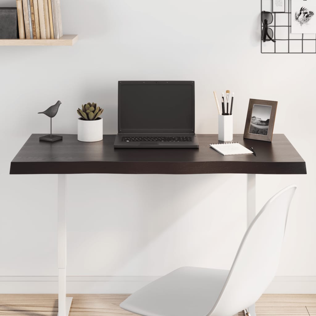 Bordsskiva mörkbrun 100x40x(2-4) cm massivt trä levande kant