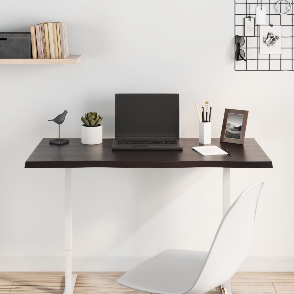 Bordsskiva mörkbrun 100x50x2 cm massiv ek levande kant