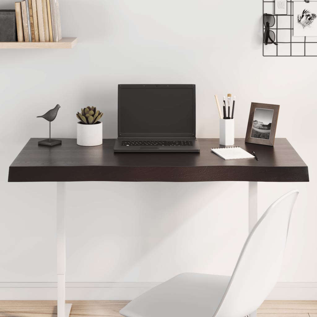 Bordsskiva mörkbrun 100x50x(2-6) cm massivt trä levande kant