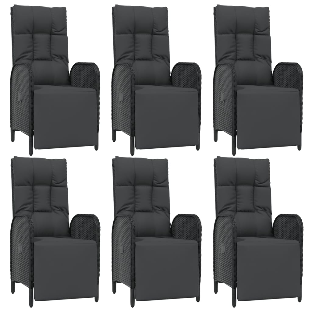 Matgrupp för trädgården med dynor 7 delar svart konstrotting