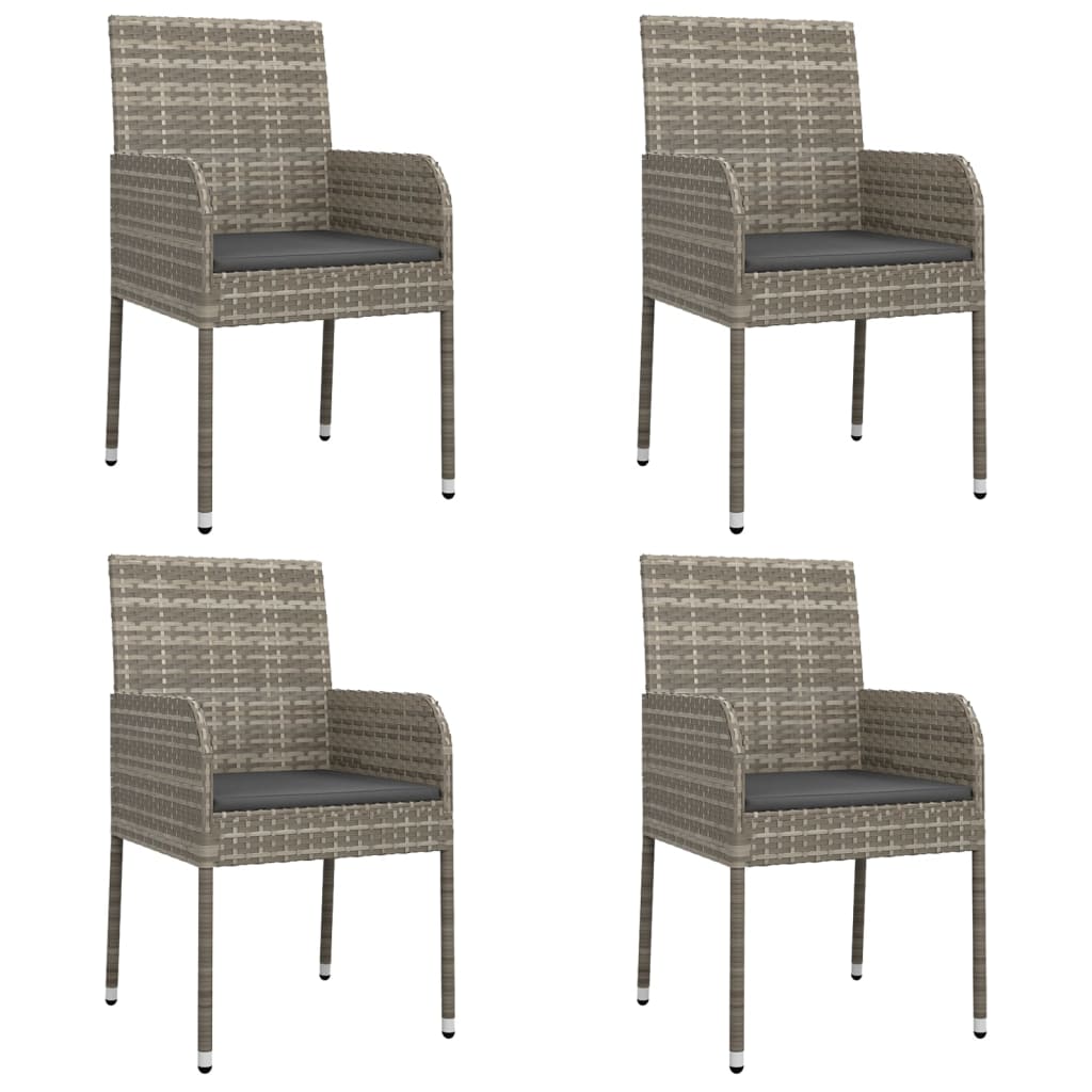 Matgrupp för trädgården dynor 5 delar svart&grå konstrottning