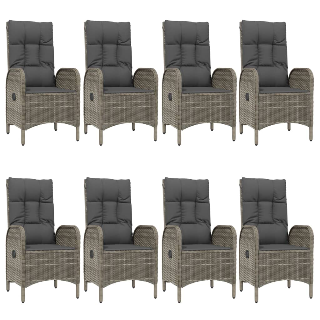 Matgrupp för trädgården dynor 9 delar svart&grå konstrottning