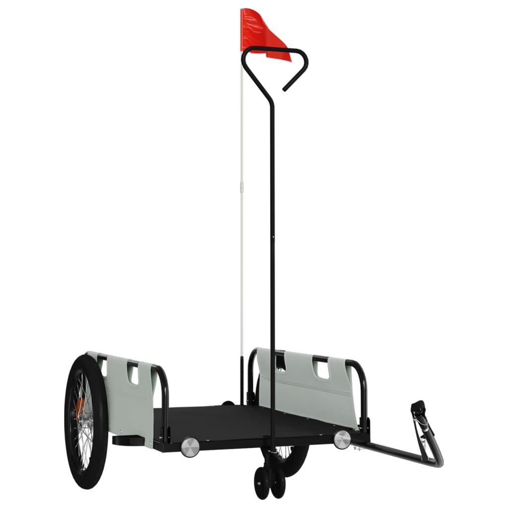 Cykelvagn grå och svart oxfordtyg och järn