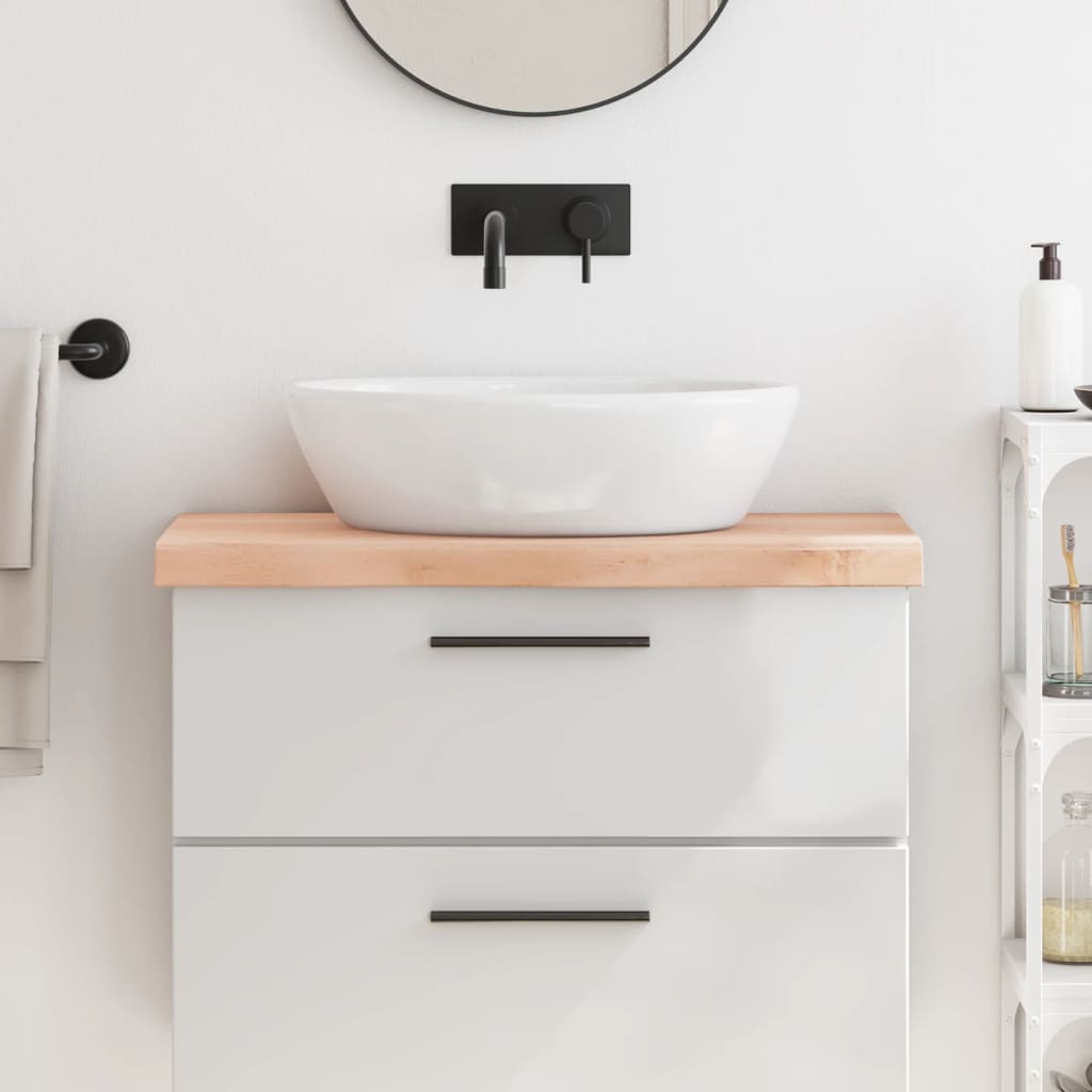 Bänkskiva för badrum 80x40x(2-6) cm obehandlat massivt trä