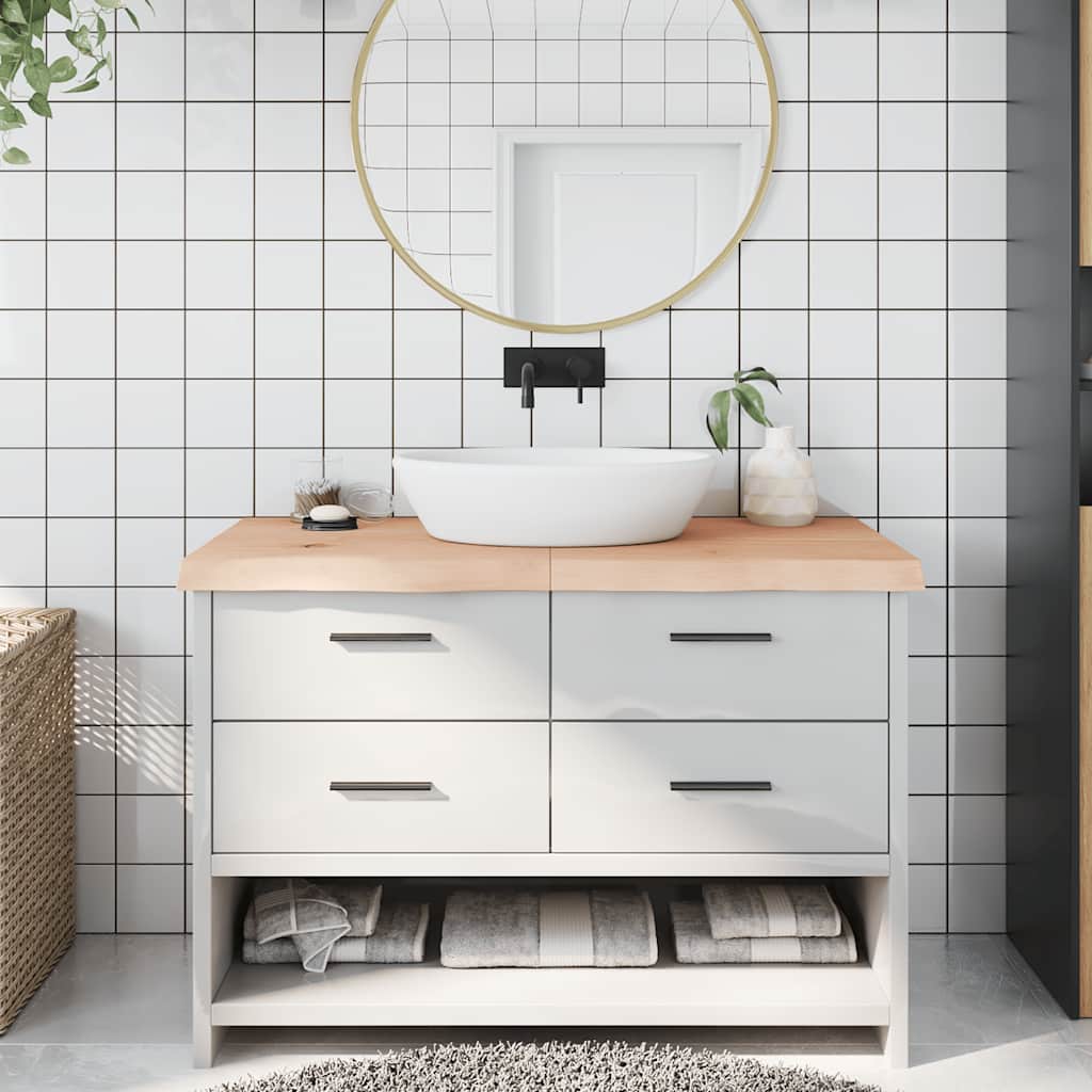 Bänkskiva för badrum 120x60x(2-6) cm obehandlat massivt trä