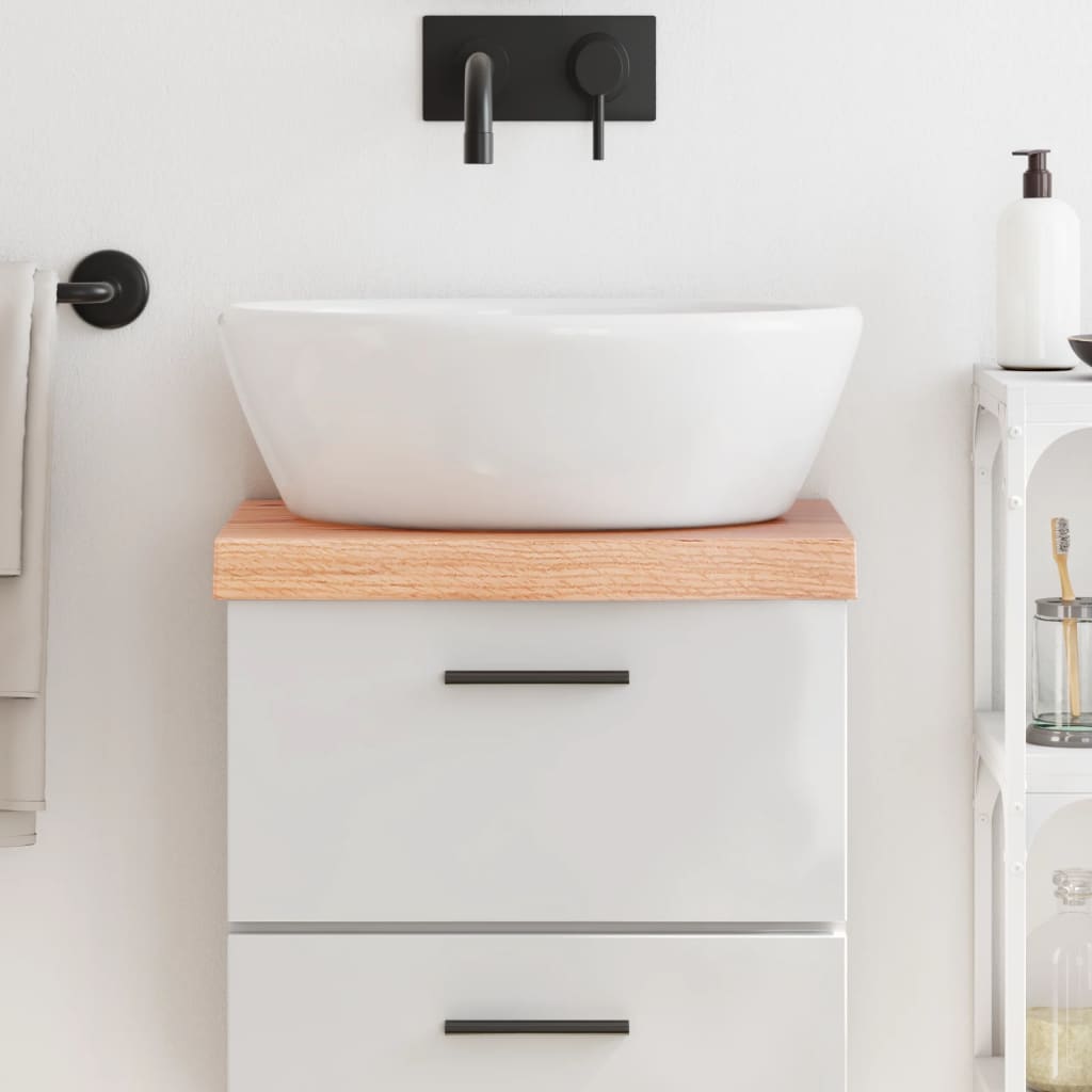 Bänkskiva badrum ljusbrun 40x30x(2-6) cm behandlat massivt trä