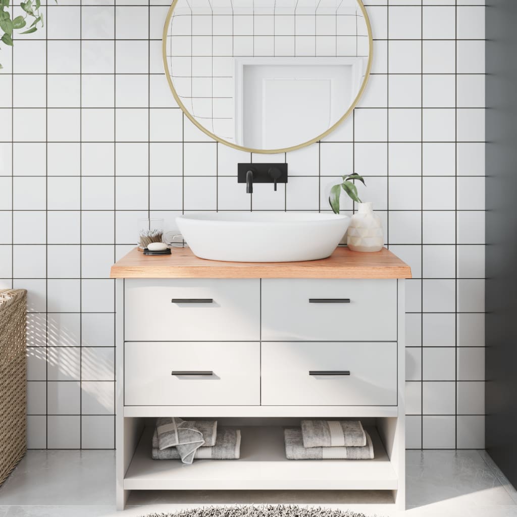 Bänkskiva badrum ljusbrun 100x40x(2-4) cm behandlat massivt trä