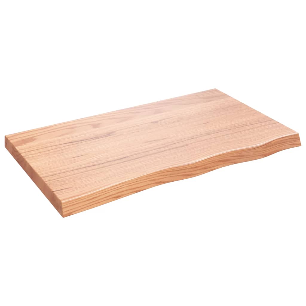 Bänkskiva badrum ljusbrun 100x60x(2-6) cm behandlat massivt trä