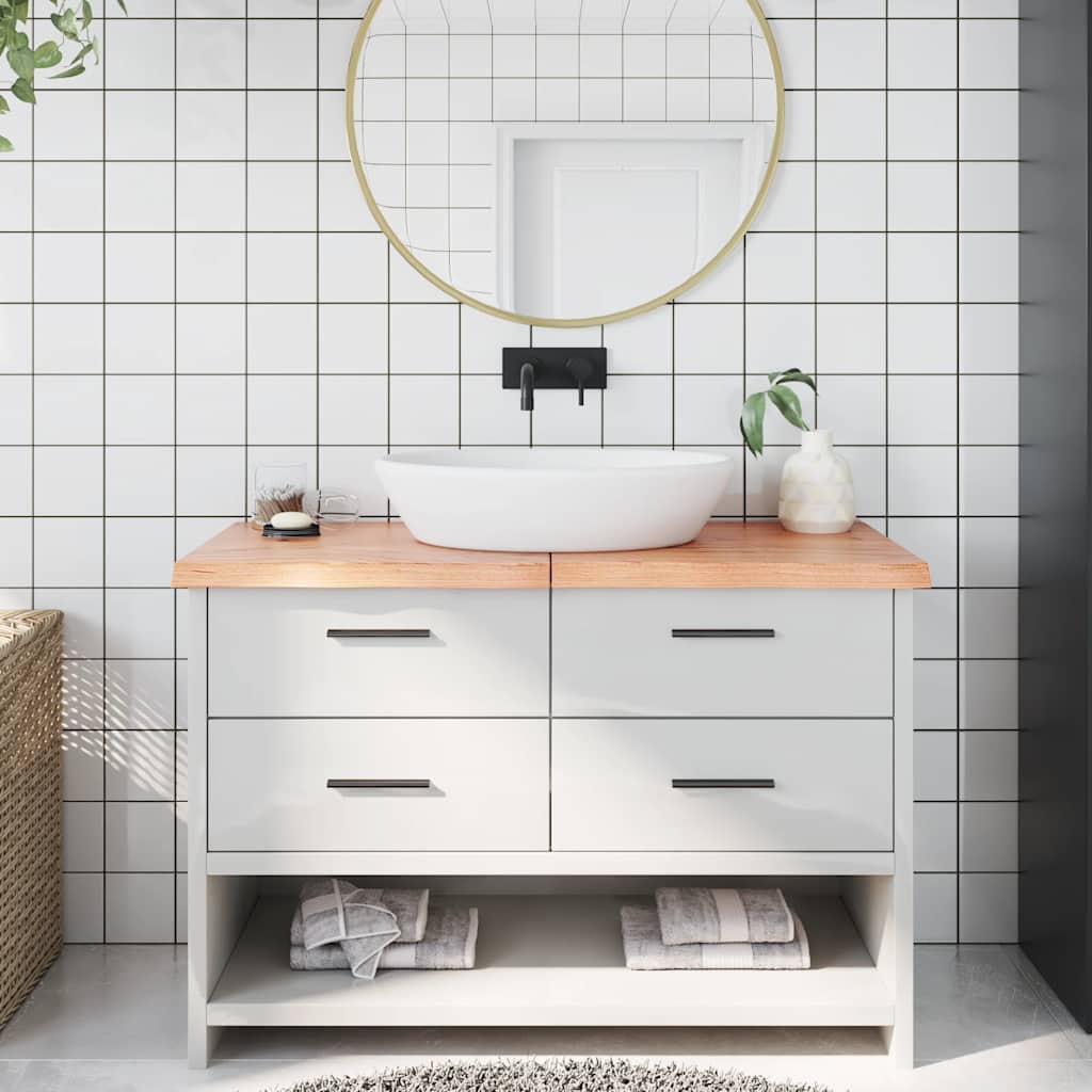 Bänkskiva badrum ljusbrun 120x40x(2-4) cm behandlat massivt trä