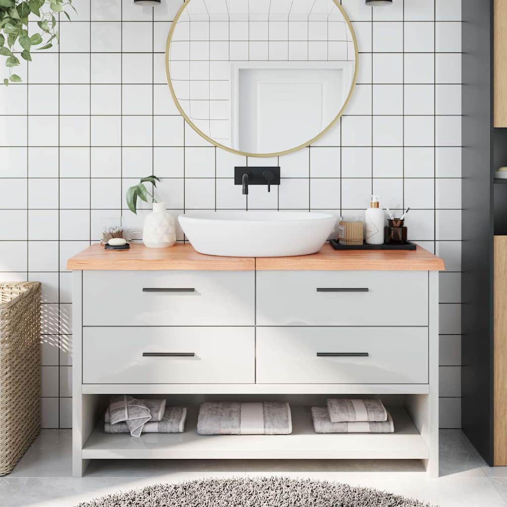 Bänkskiva badrum ljusbrun 140x40x(2-4) cm behandlat massivt trä