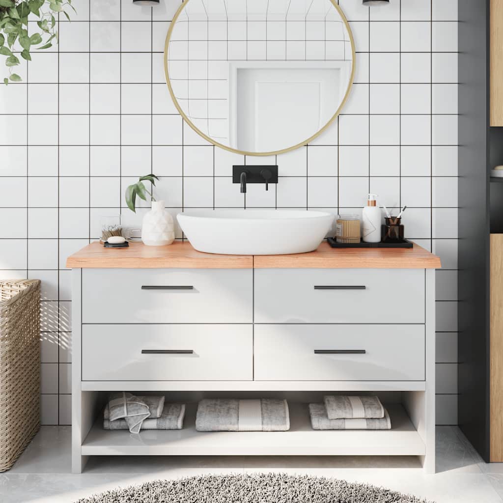 Bänkskiva badrum ljusbrun 140x50x(2-4) cm behandlat massivt trä