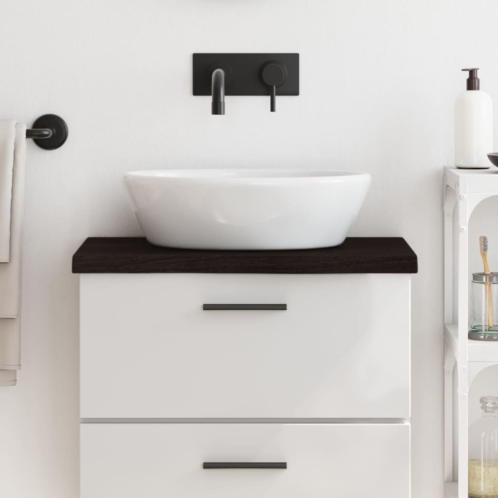 Bänkskiva badrum mörkbrun 60x40x(2-4) cm behandlat massivt trä