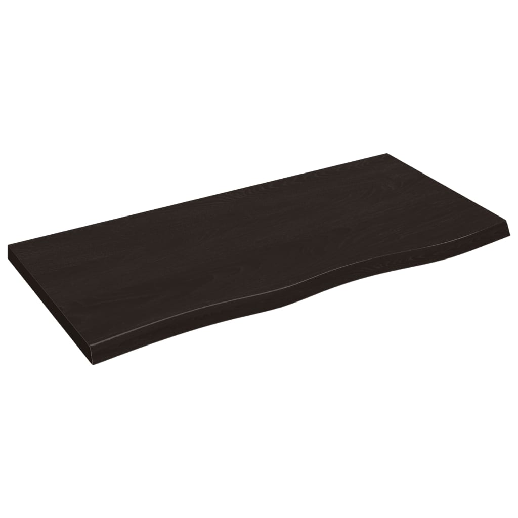 Bänkskiva badrum mörkbrun 100x50x(2-4) cm behandlat massivt trä