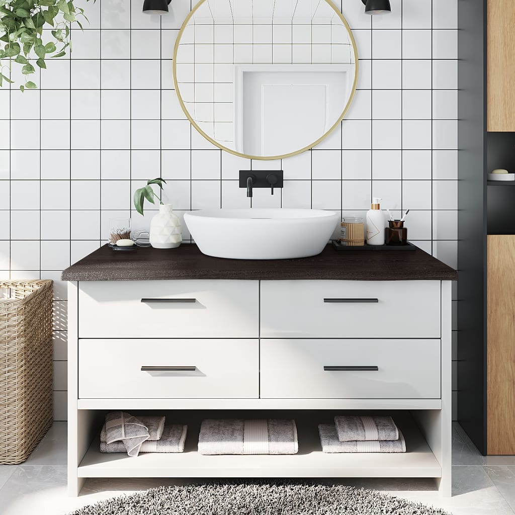 Bänkskiva badrum mörkbrun 100x50x(2-4) cm behandlat massivt trä