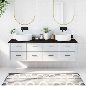 Bänkskiva badrum mörkbrun 180x60x(2-4) cm behandlat massivt trä