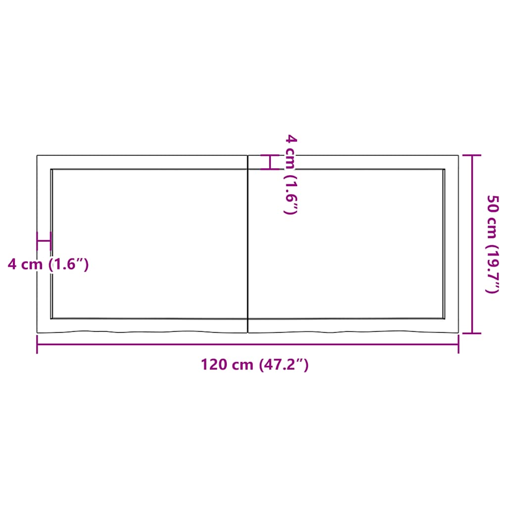 Bordsskiva mörkbrun 120x50x(2-4) cm behandlad massiv ek