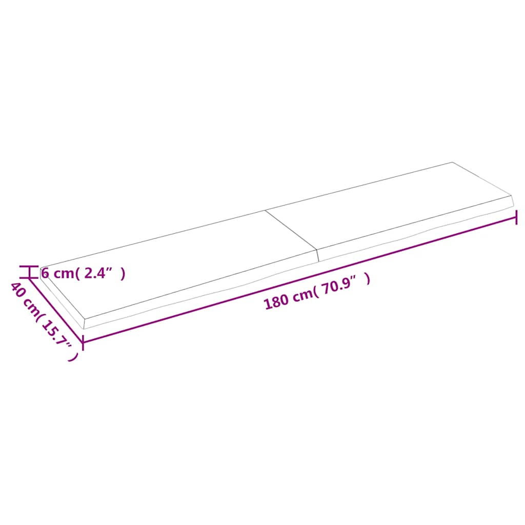 Bordsskiva mörkbrun 180x40x(2-6) cm behandlad massiv ek