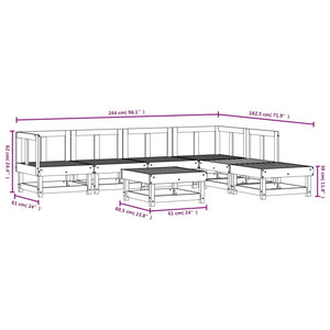 Loungegrupp med dynor 7 delar impregnerad furu