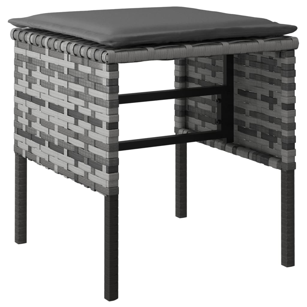 Matgrupp för trädgården med dynor 6 delar grå konstrotting