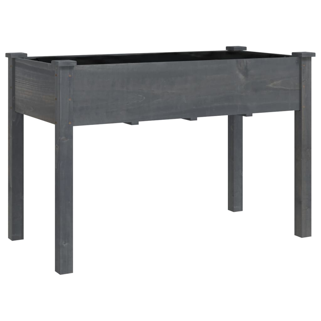 Odlingslåda på hjul med foder grå 118x59x80 cm massivt granträ