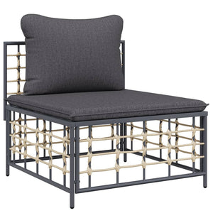 Loungegrupp 6 delar med dynor antracit konstrotting