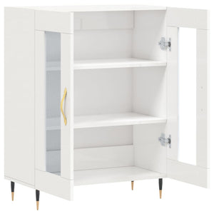 Skänk vit högglans 69,5x34x90 cm konstruerat trä