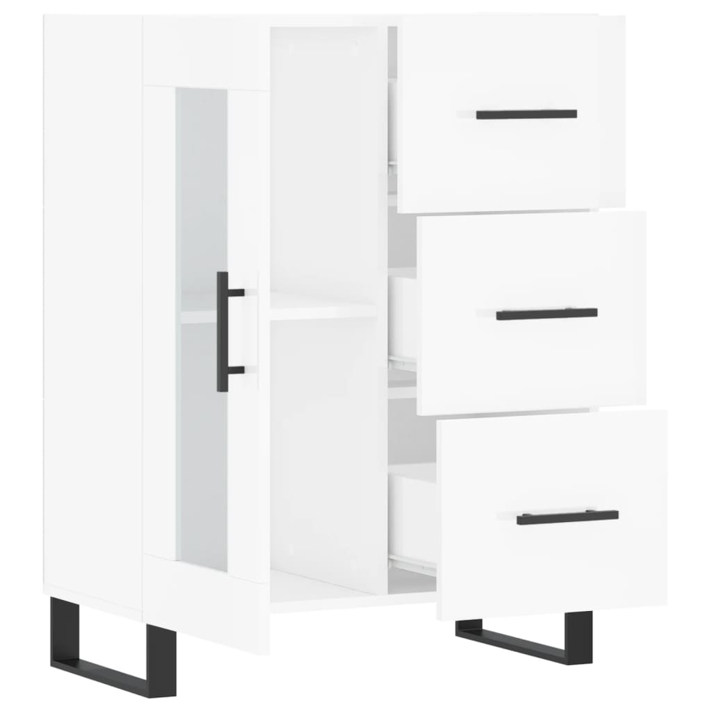 Skänk vit högglans 69,5x34x90 cm konstruerat trä