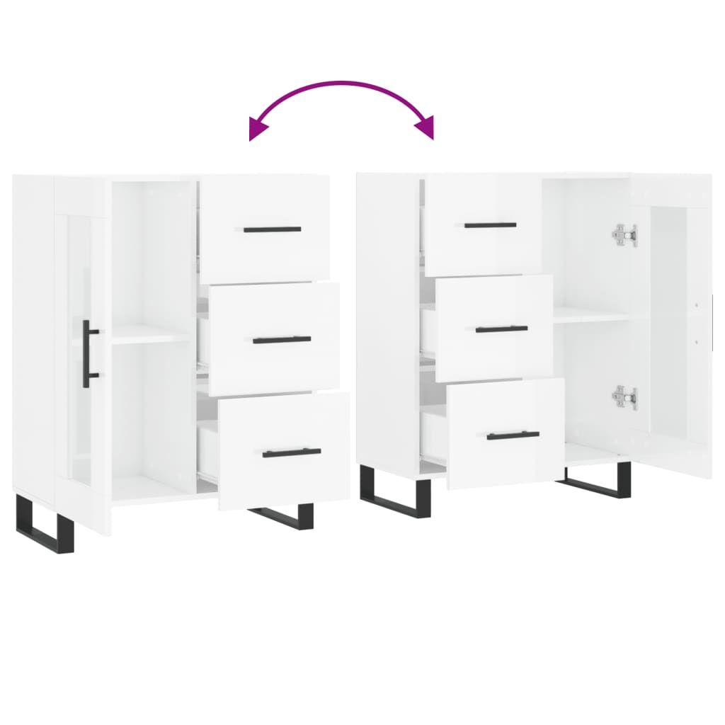 Skänk vit högglans 69,5x34x90 cm konstruerat trä