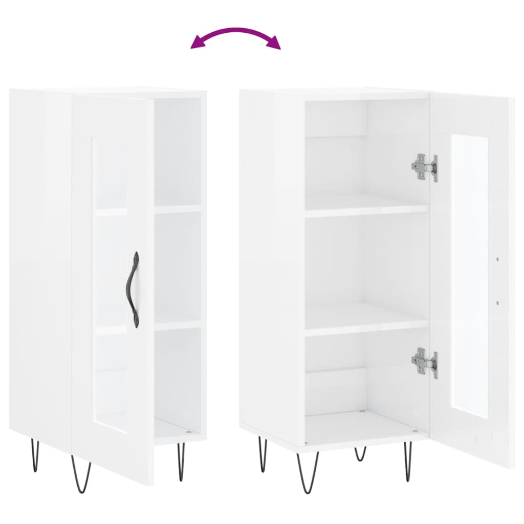 Skåp vit högglans 34,5x34x90 cm konstruerat trä