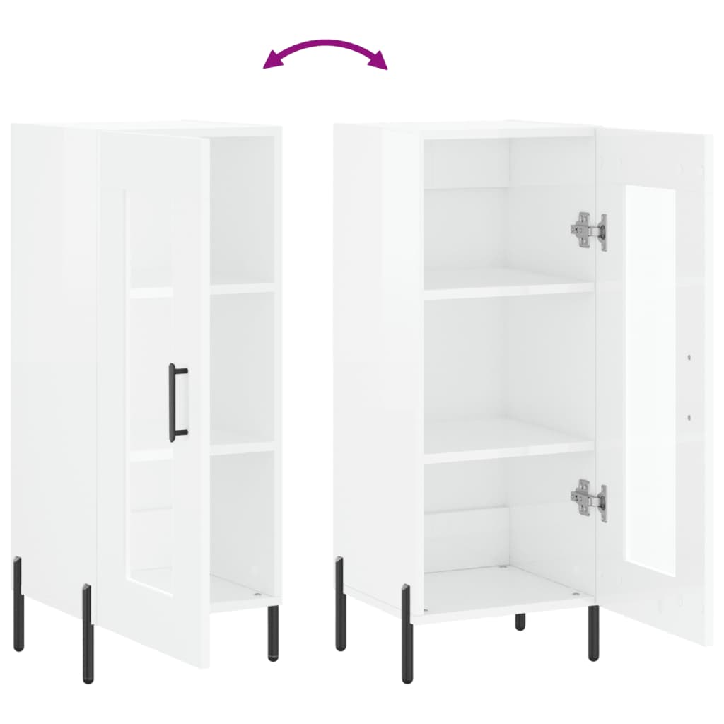 Skåp vit högglans 34,5x34x90 cm konstruerat trä