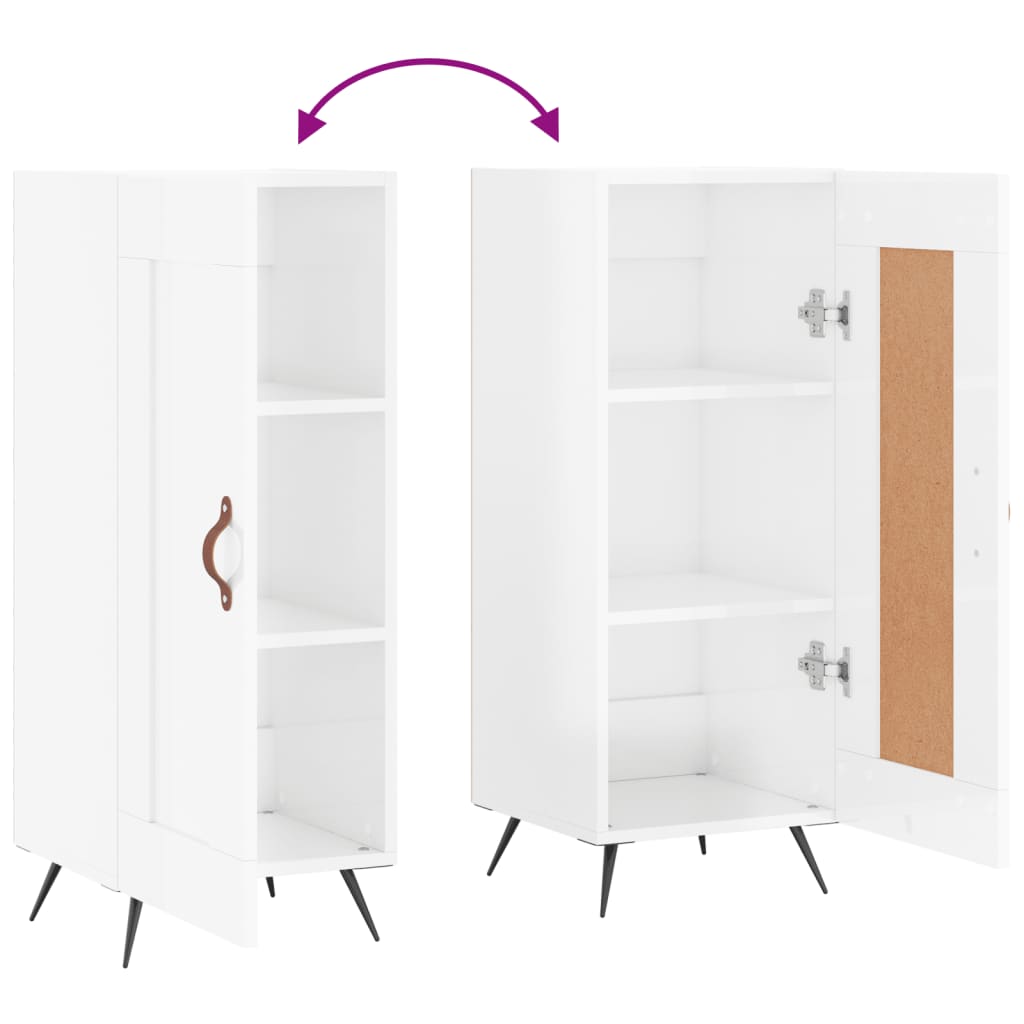 Skåp vit högglans 34,5x34x90 cm konstruerat trä