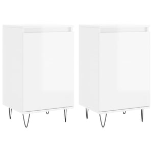Byråer 2 st vit högglans 40x35x70 cm konstruerat trä